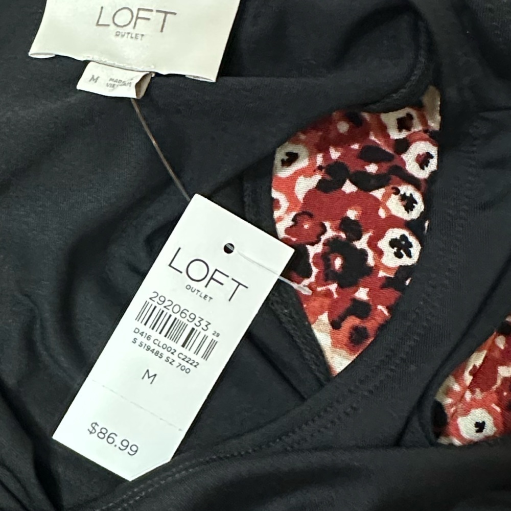 NWT LOFT Black and Red Floral Dress - Picture 8 of 12